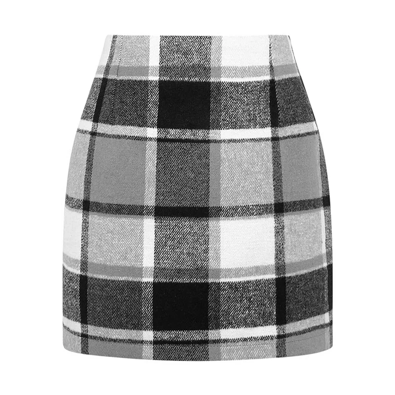 Women's Retro Plaid High Waist Bodycon Mini Skirt Casual A-Line Short Skirt Soft Comfortable Fall Winter Streetwear for Ladies