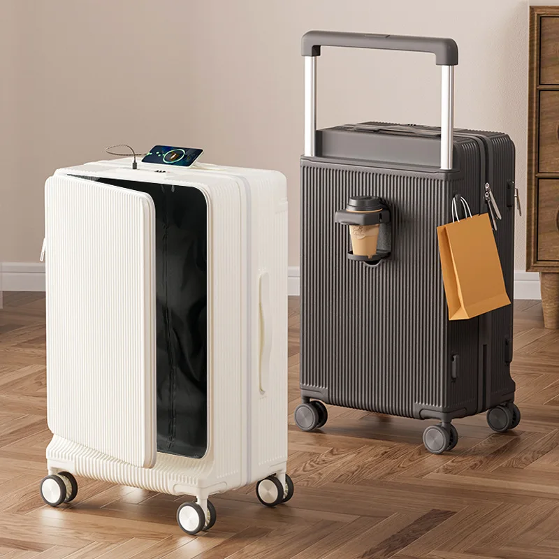Wide trolley suitcase 20-inch small boarding case 24-inch large-capacity side-opening trolley suitcase