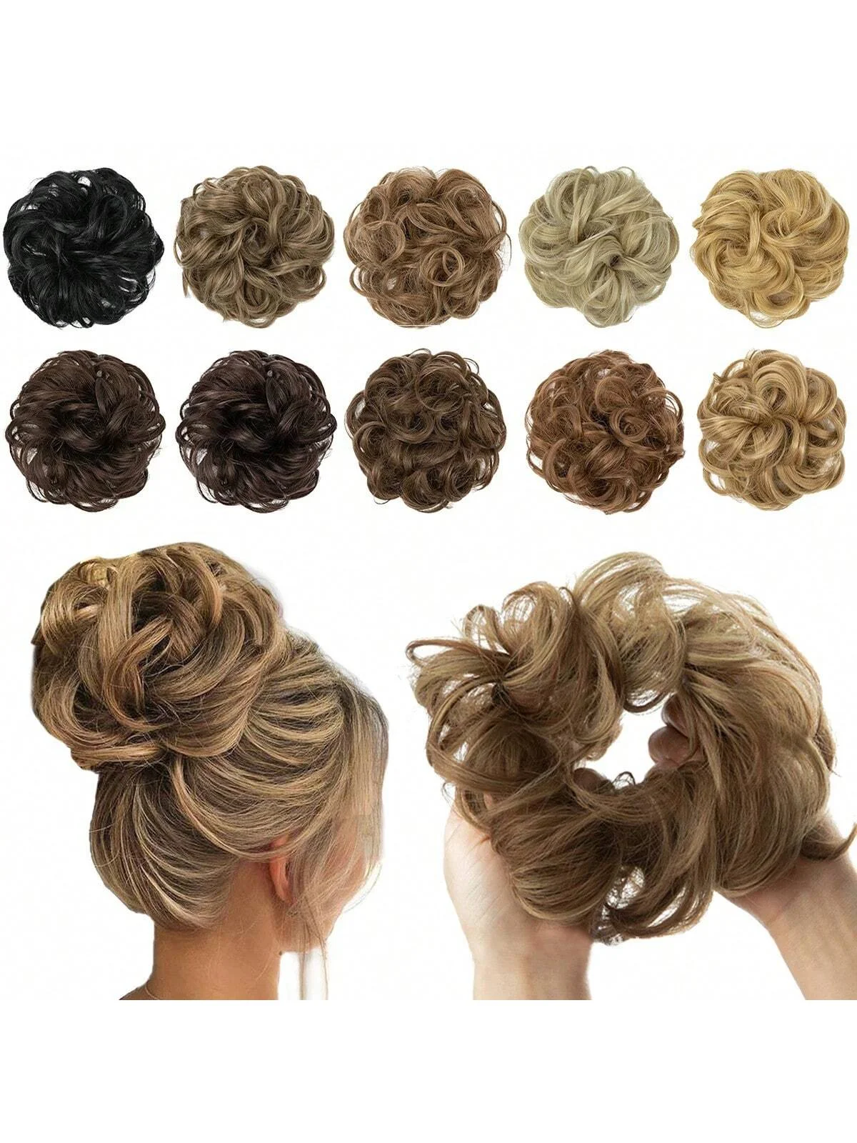 

Multicolor Flower Bud Hair Ring Lazy Curly Fluffy Hair Ball Accessory for Synthetic Wig Personalized Hair Fashion