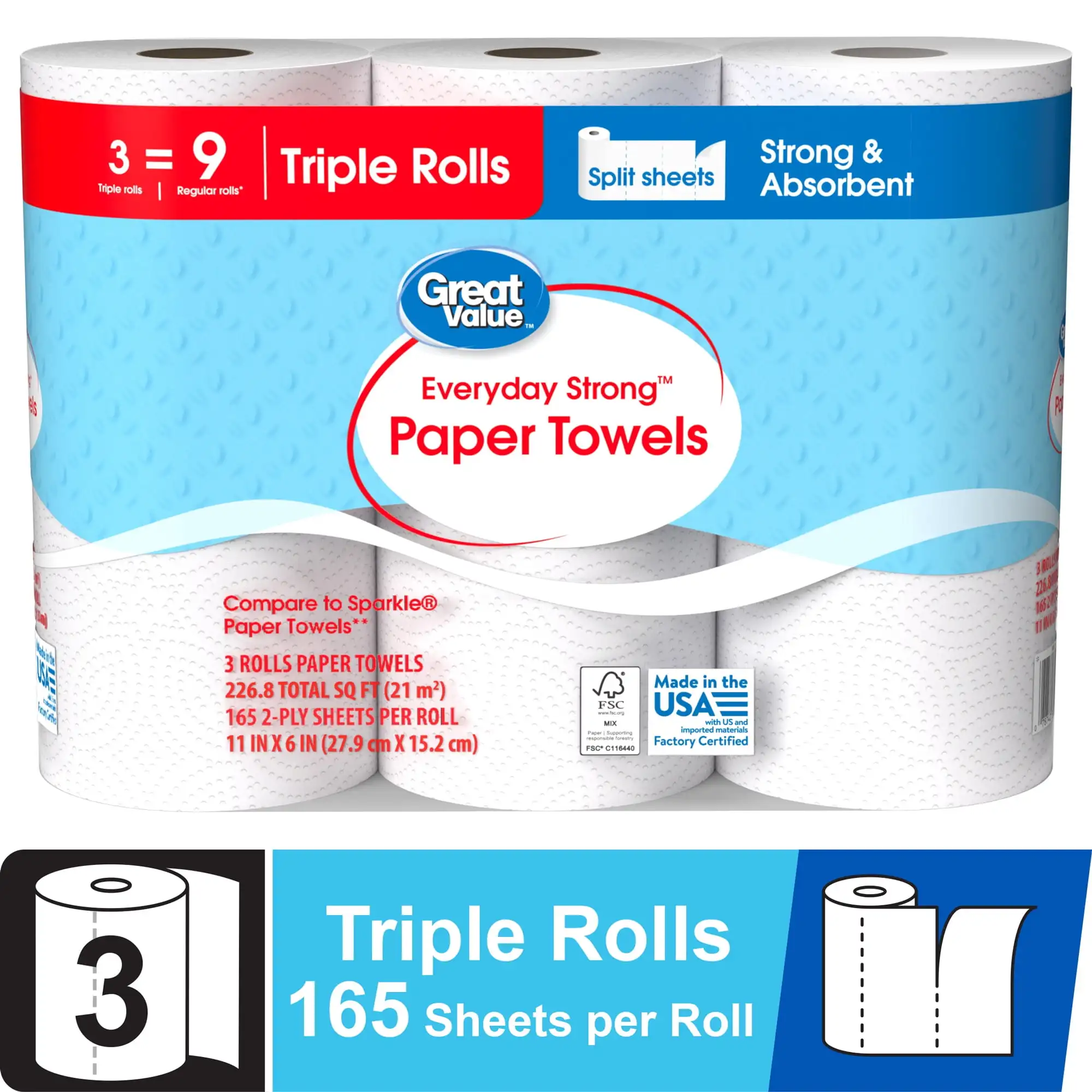 Everyday Strong Paper Towels Triple Roll Pack
