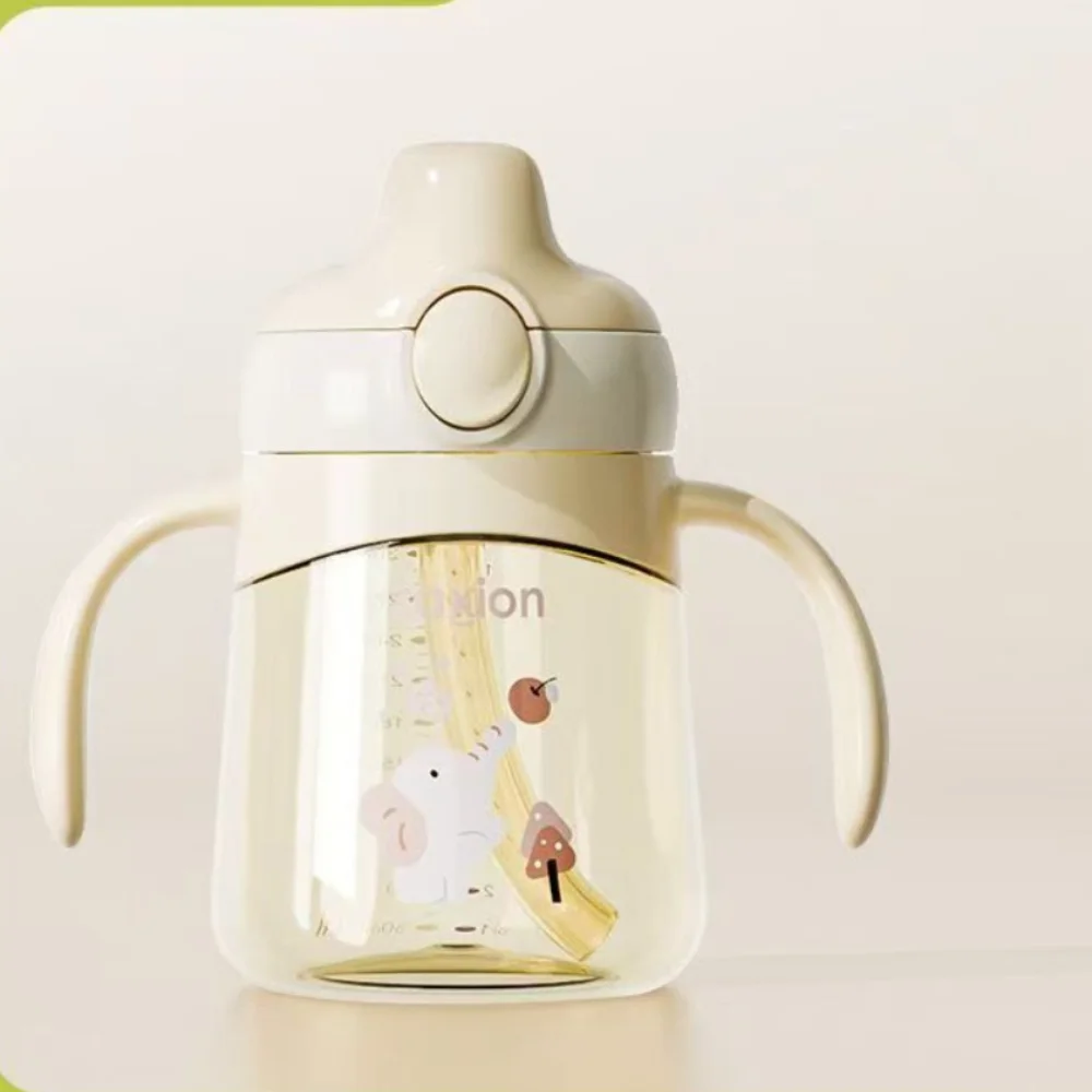 

High Quality PPSU Baby Sippy Cup Automatic Flip Cover No BPA Straw Cup with Handle 270ml Drinking Training Cup For Aged 6 Months