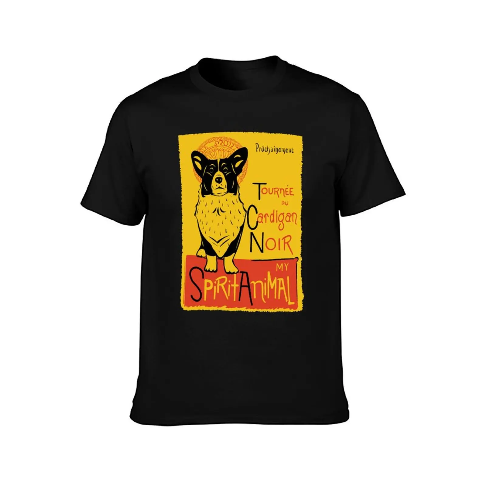 Funny Cardigan Welsh Corgi Cute Dog Chat Noir Mashup Art Design T-Shirt Simple Line Art Print Tee T-Shirt