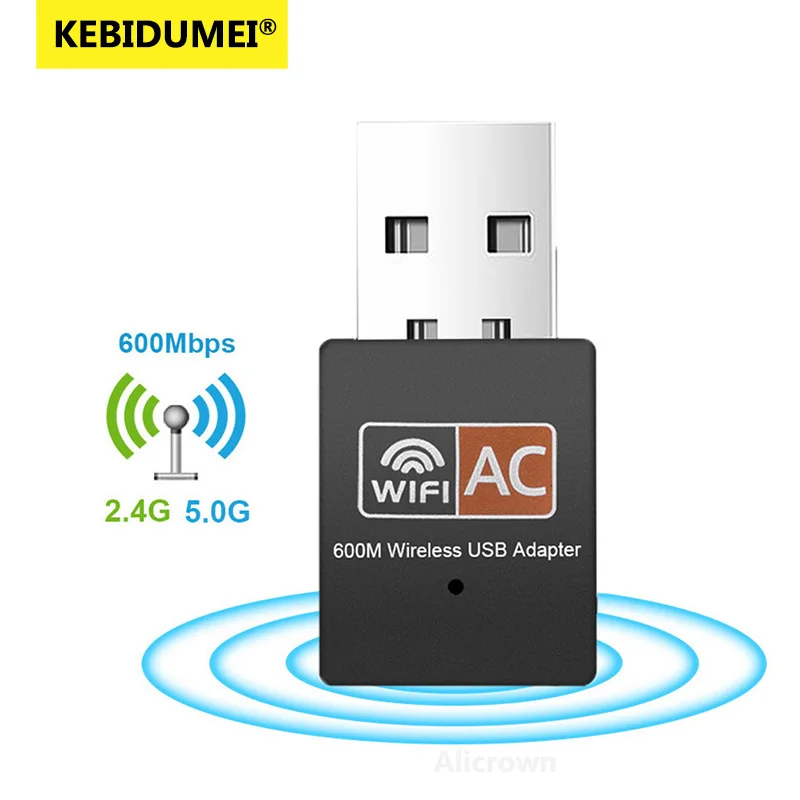 

600 Мбит/с 2,4 ГГц + 5 ГГц двухдиапазонный USB-адаптер Wi-Fi Беспроводная сетевая карта Беспроводной USB-адаптер Wi-Fi Wi-Fi Dongle Сетевая карта ПК