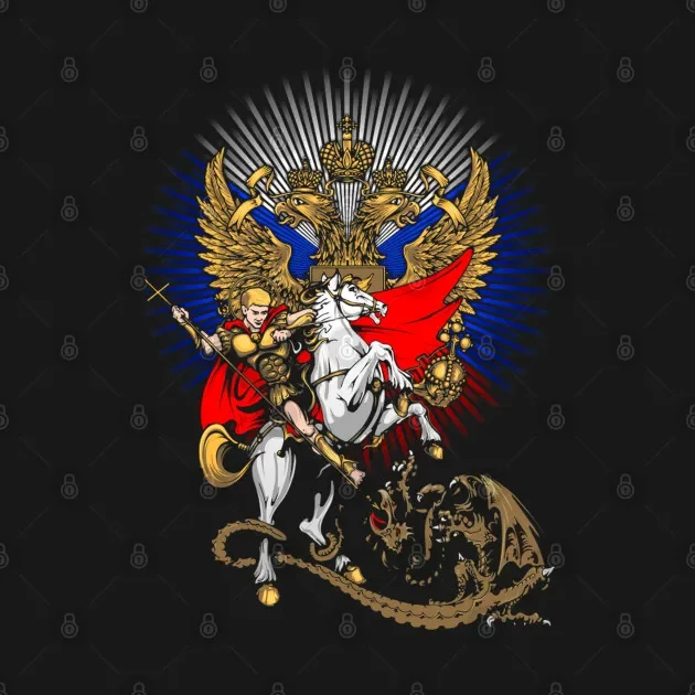 Russia. St. George, Coat of Arms Men T-Shirt Short Sleeve Casual 100% Cotton O-Neck Summer TShirt