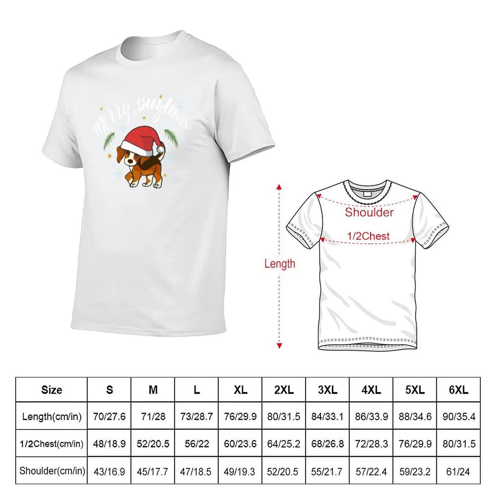 メリービーグルマス クリスマス サンタ帽子をかぶったかわいいビーグルの子犬 Tシャツ 面白いTシャツ 男性用プリントTシャツ 男性用Tシャツ