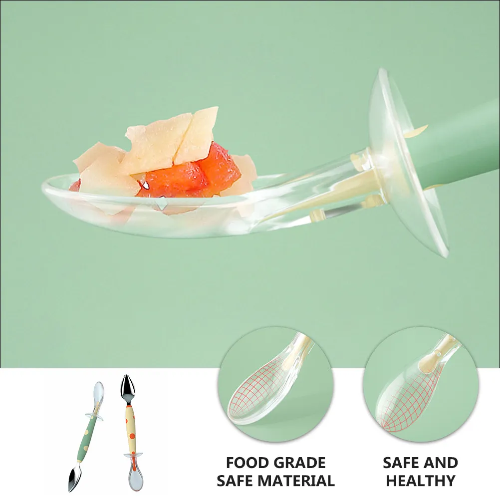 Baby Food Supplement Fruit Spoon Double-Headed Silicone Spoon High-End Material Safe Feeding Tool Portable Baby Food Tableware