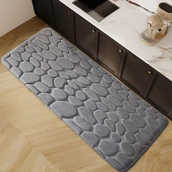Thickened embossed kitchen water and oil absorbent carpet flannel large size kitchen non-slip floor mat washable foot mat