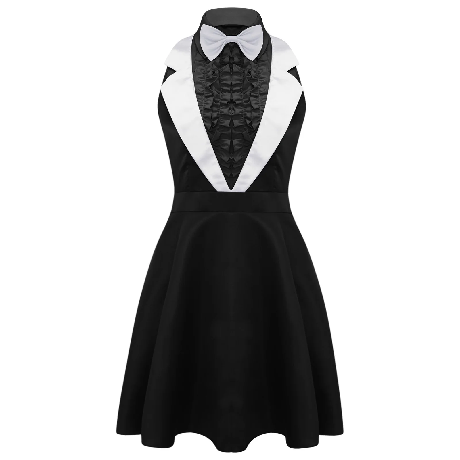 

Elegant Women's Party Club Cocktail 70s 80s Dumber Role Play Dresses And Bowtie Fancy A-line Party Raves Formal Uniforms