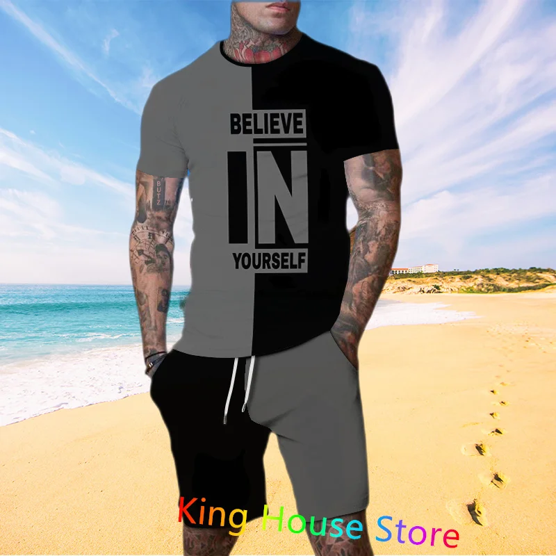 Men's Sportswear Outfit Set Summer Oversized Sport T-shirt shorts Tracksuit Set  Casual Jogging Set Male 2 Piece Outfits Sets