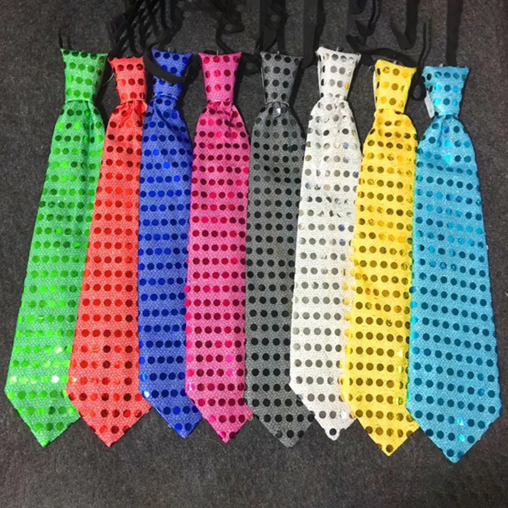 LED Luminous Tie Dot Print Button Battery Powered Necktie Men Women Colorful Sequins Glowing Tie Parties Nightclubs Accessories