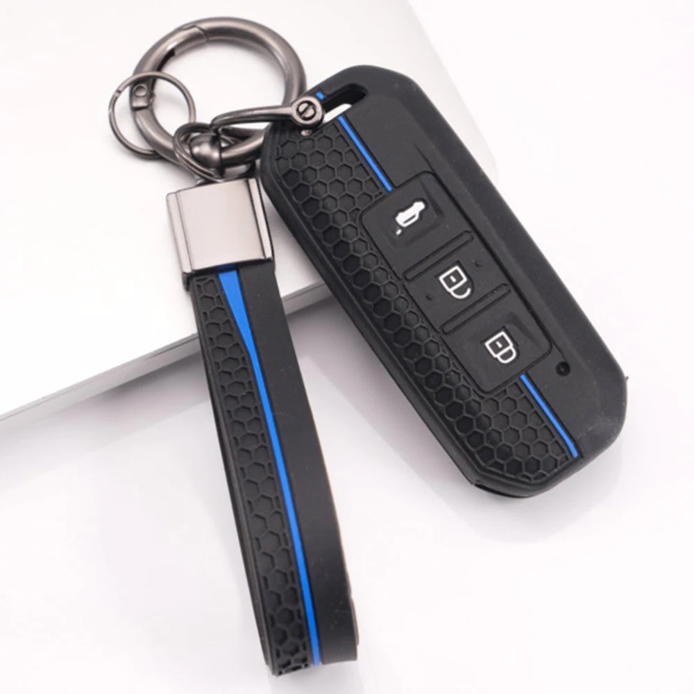 Silicone Key Cover With Keychain For Chevrolet Captiva Turbo Groove Blazer Enjoy Optra For Baojun 510 560 730 RS-5 Flexible