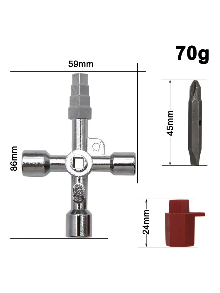 4in1 Silver Key Wrench Electrical Elevator Control Cabinet Valve Inner Triangle Quadrangle Screwdriver Tool Set