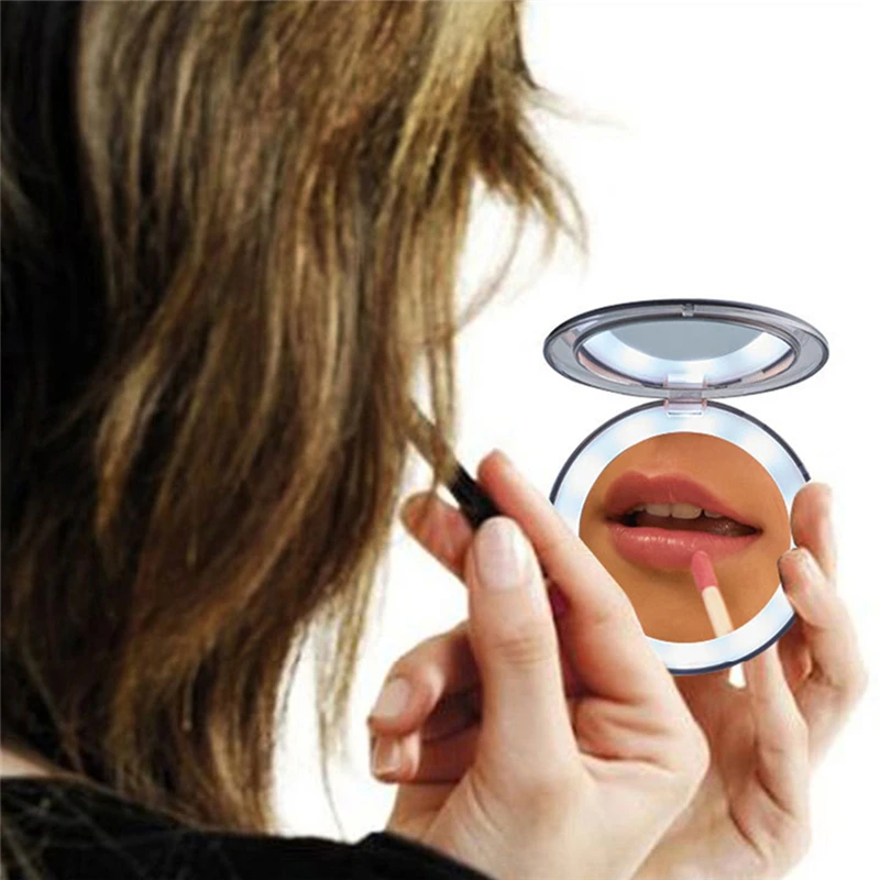 Mini miroir de maquillage L125, loupe 3 fois, éclairage de voyage à induction portable, éclairage tactile