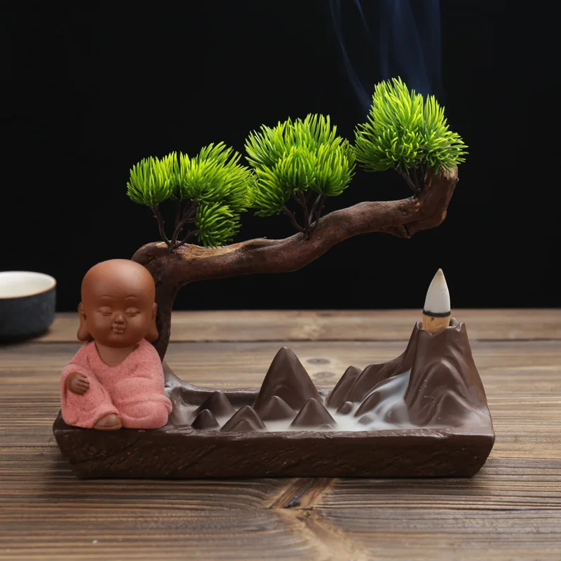 

New Style Unifying the Country Creative Backflow Incense Burner Welcoming Pine and Ceramic Exquisite Combination
