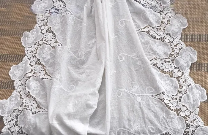 1yard fashion curtains,dress fabrics pure cotton tela Bilateral positioning embroidery fabric for sewing