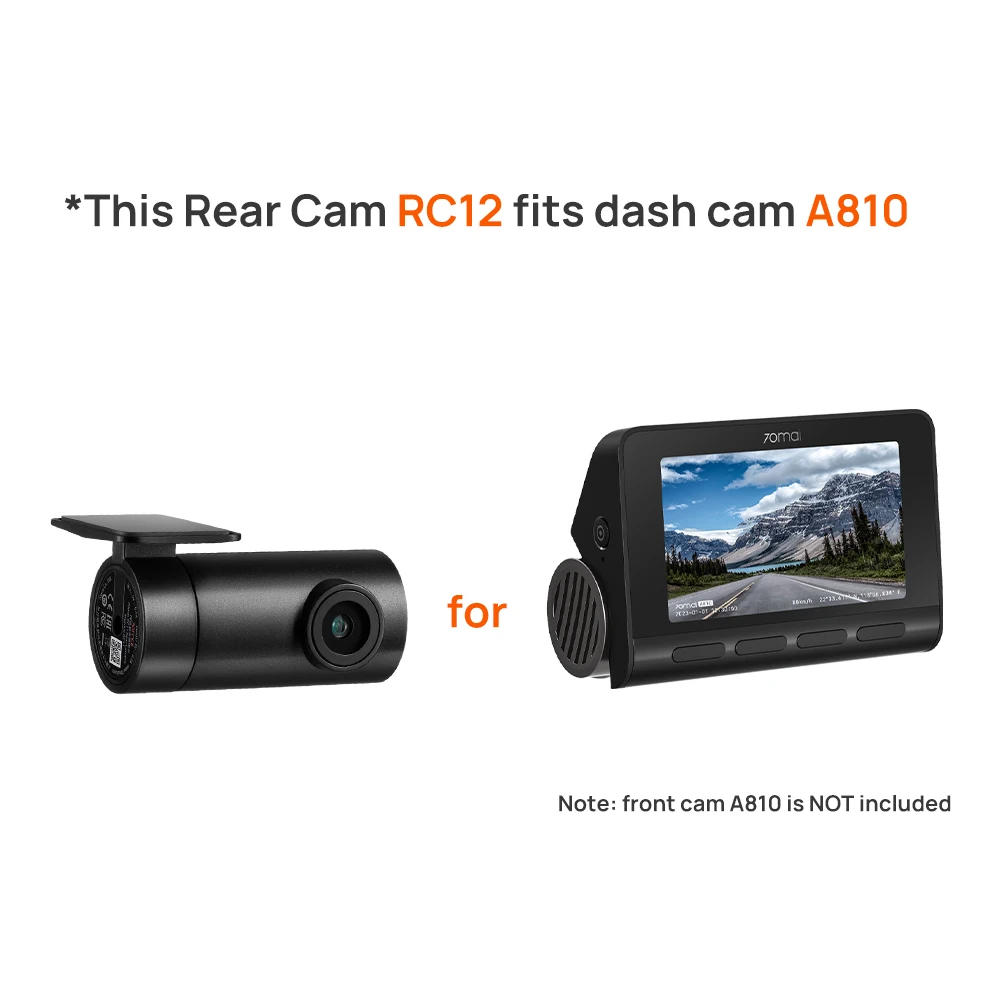 70mai Rear Cam RC12 for 70mai Dash Cam 4K A810 Car DVR Rearview Cam Support Parking Recording