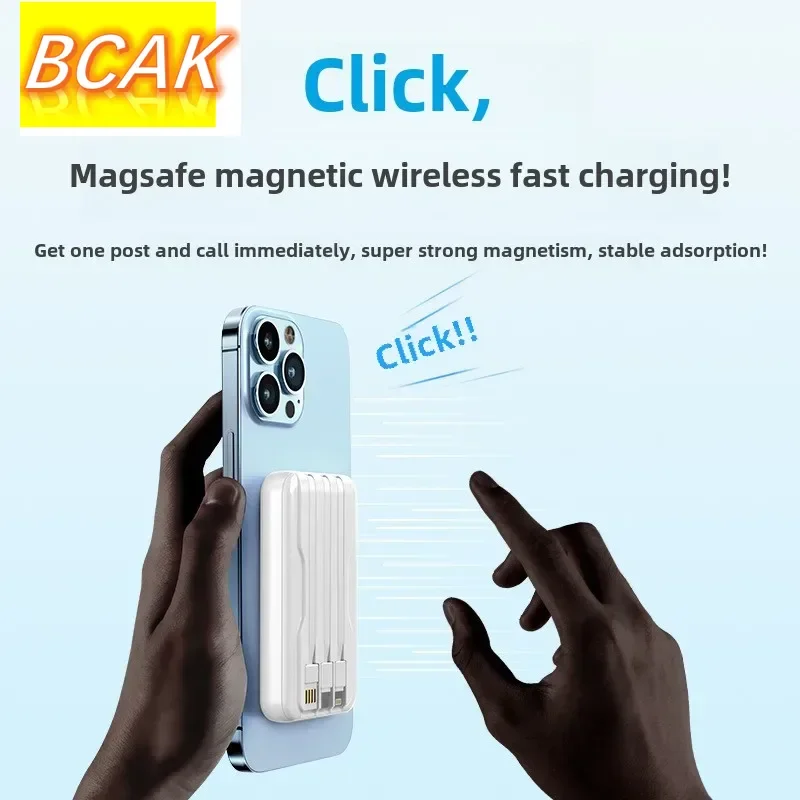 Universal Magsafe Magnetic Wireless Power Bank 10000 MAh Self-contained Cable Super Fast Charging BCAK Mobile Power Supply