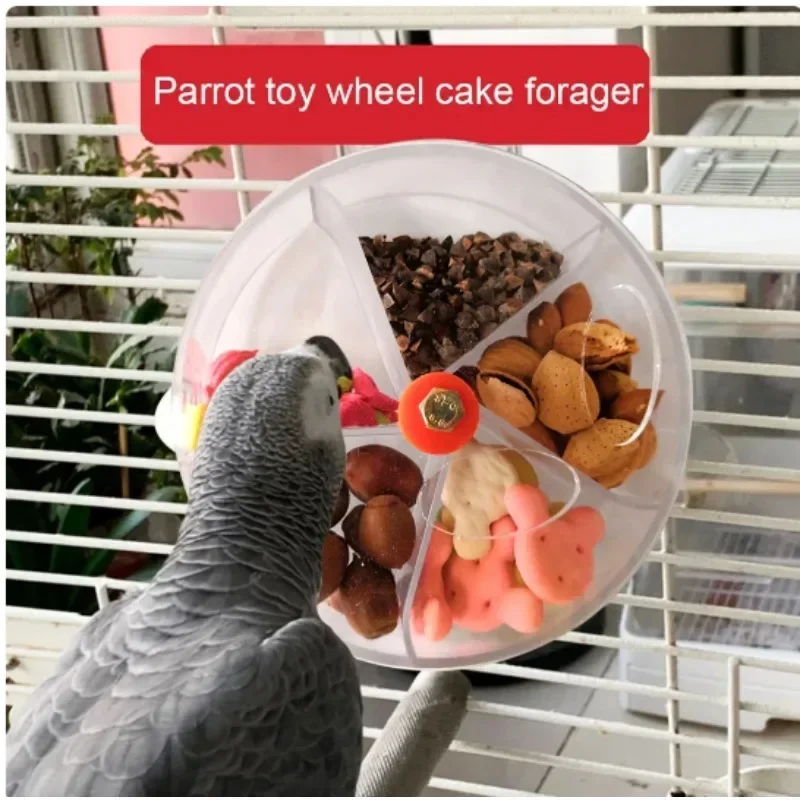 Parrot Gnawing Toy Bird Toy Wheel Cake Foraging Food Interactive Feeding Toy Foraging Ball Grid Food Box Parrot Toys