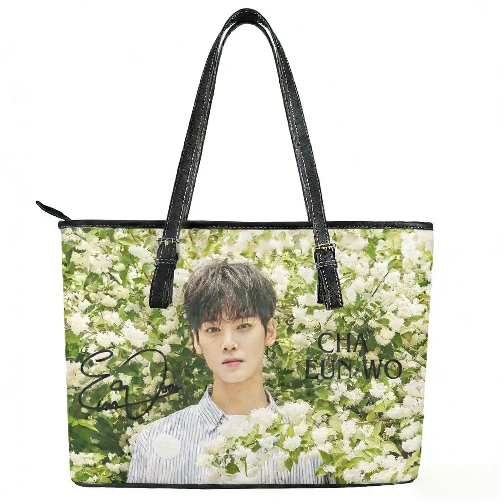 

KPOP Cha Eun Woo Custom Handbag Womens Mens Personalized Tote Bag Shoulder Bag Business Leather Purse Travel Bag Gift