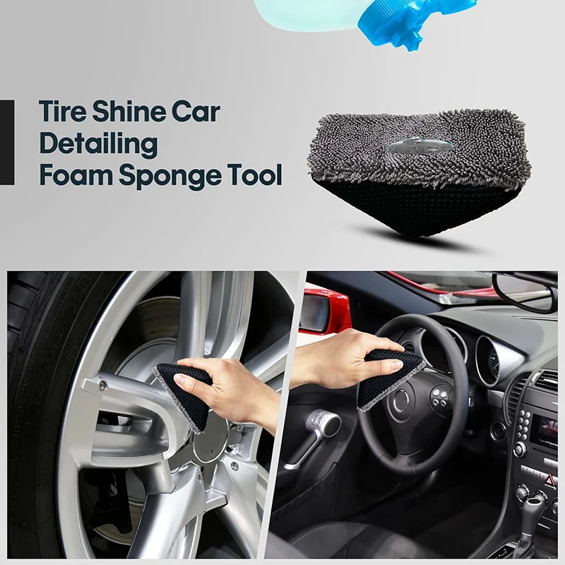 Car Foam Sponge Wax Applicator Cleaning Detailing Pads Car Waxing Polishing Pad Home Car Wash Care Plush Triangle Cleaning Kit