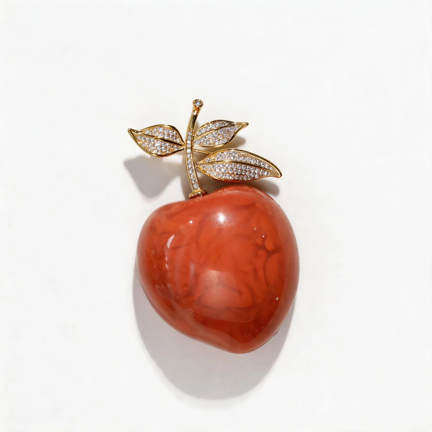 European Style Retro Longevity Peach Brooch Luxury Cubic Zirconia Design High-quality Artistic Jewelry Clothing Accessories