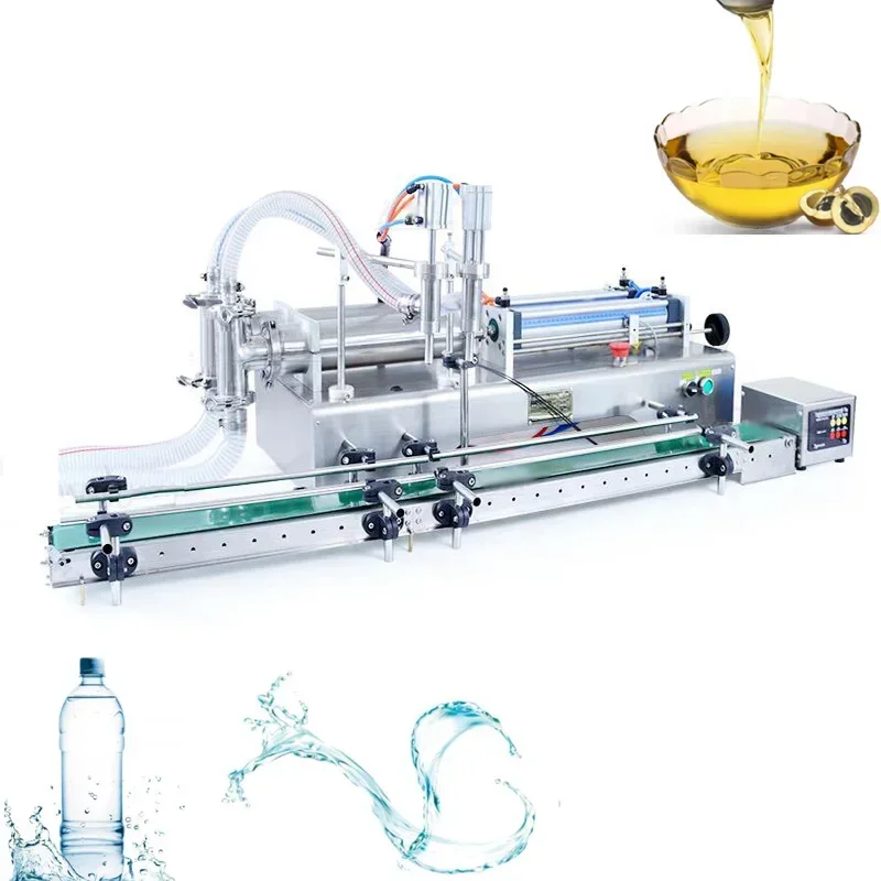 Double head liquid filling machine 10ML/100ML/500ML quantitative filling machine with conveyor belt