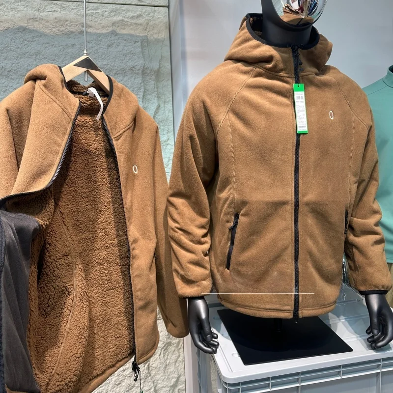 

Ультрамягкий двусторонний флисовый кардиган из овечьей шерсти 500 г, теплый, с капюшоном, для пар, хлопковый, дышащий, повседневный