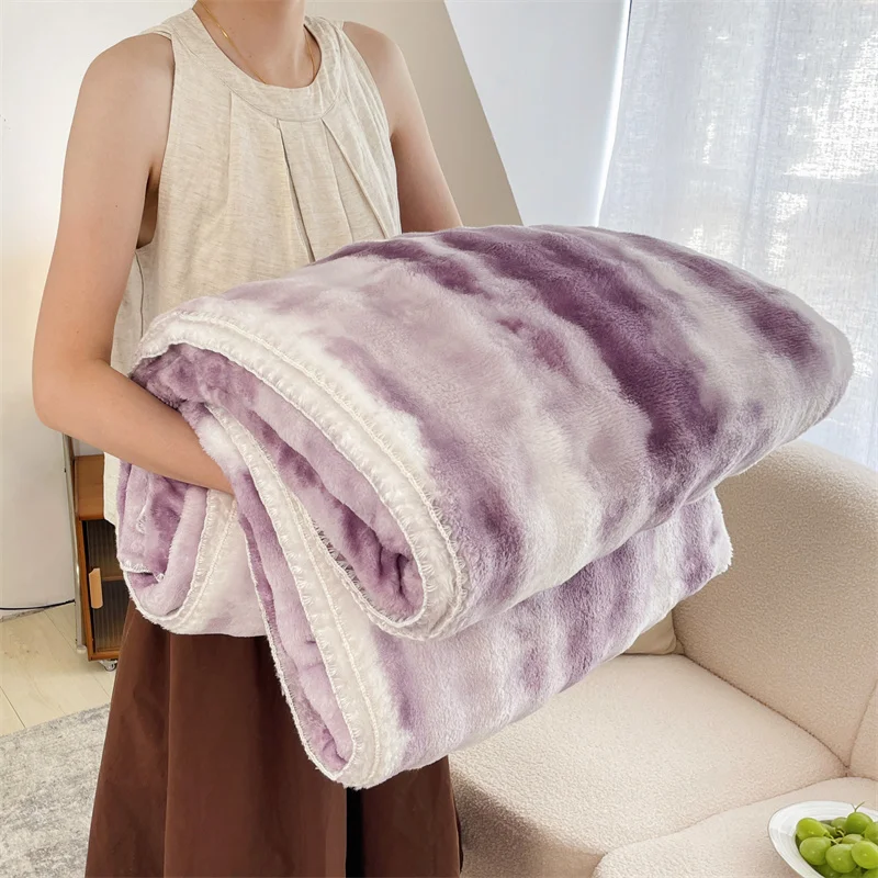 Purple Blanket Tie Dye Soft Throw Blankets for Couch, Sofa, Bed, Soft Lightweight Plush Cozy Faux Rabbit Fur Blankets & Throws