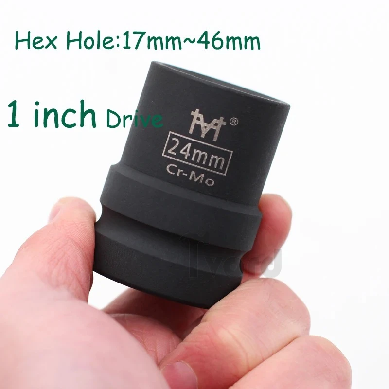 

Impact Sockets 1 Inch Drive Cr-MO Metric Air Pneumatic Socket Wrench Head 17-46mm Standard Durable Car Auto Truck Repair Tools