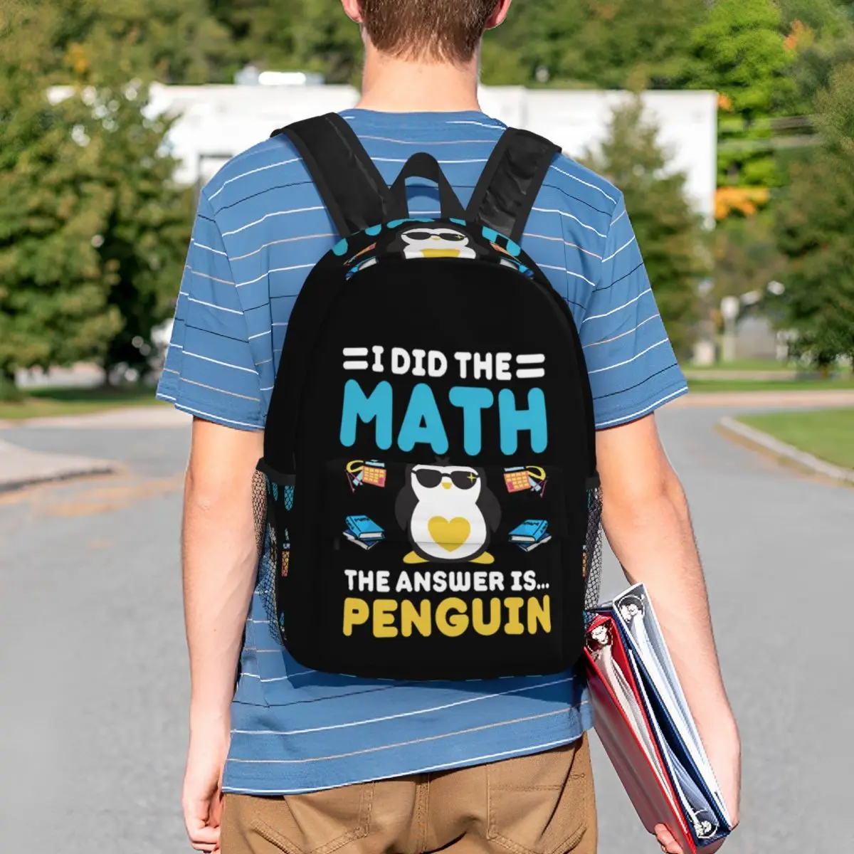 I Did The Math The Answer Is Penguin Funny Mathematician Backpack Student BookBag Boys Girls School Bag Computer Shoulder Bags