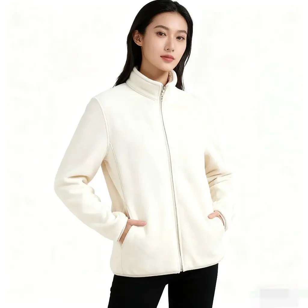 Sudadera de lana sin sombrero Sudadera con capucha para mujer con cremallera Franela para todas las estaciones Cuello redondo Rosa Cuello alto Terry Cinta con cordones en forma de estrella Niña