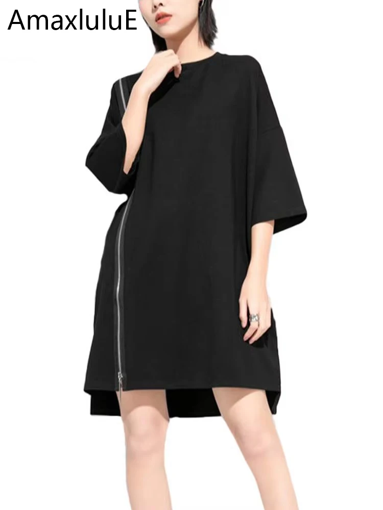 Amax luluE Design 2025 Wiosenne Sukienki Damskie Vintage Oversize Moda Punk Sukienka Bawełniana Harajuku Kobiety Casual Gotyckie Vestidos