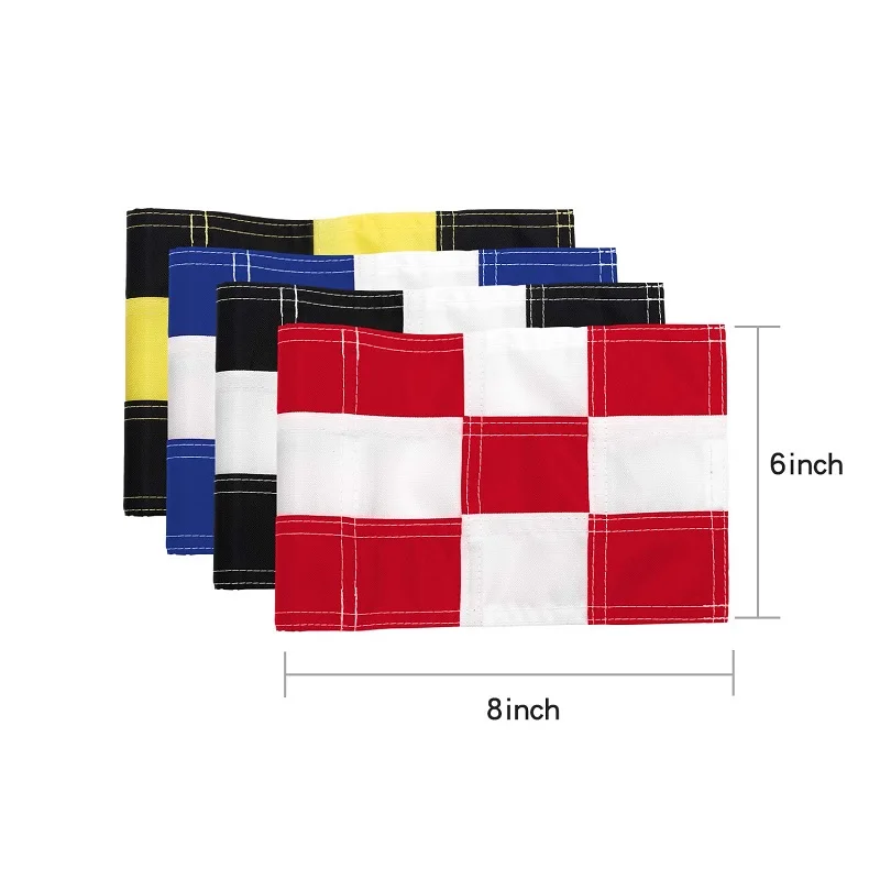 4Pcs Set Golf Putting Green Flags 420D Nylon Training Aids 20.3×15.2cm Tube Inserted Golf Hole Pin Flags for Backyard Golf Cours