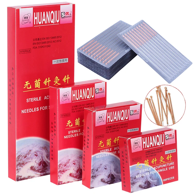 

0.30/35/40*100/125/150mm Huanqiu Acupuncture Needle Awn Copper Handle Body Massage Elongated Disposable Sterile Long Needles