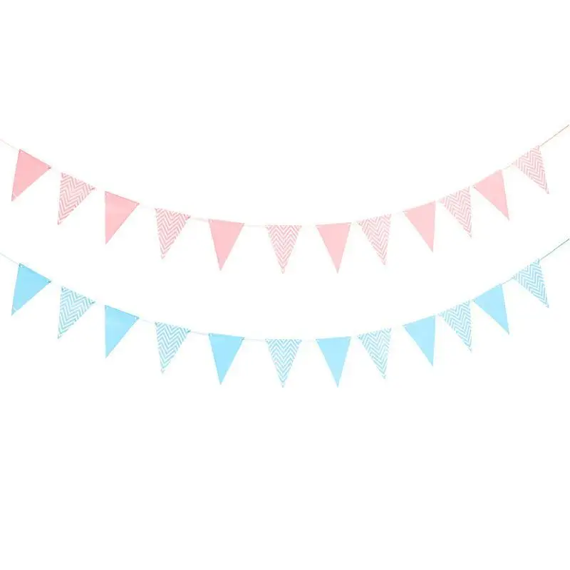 (New)Colorful Triangle Bunting Flags With Metallic Accents Chevron Patterns For Birthday Wedding Baby Shower Decor