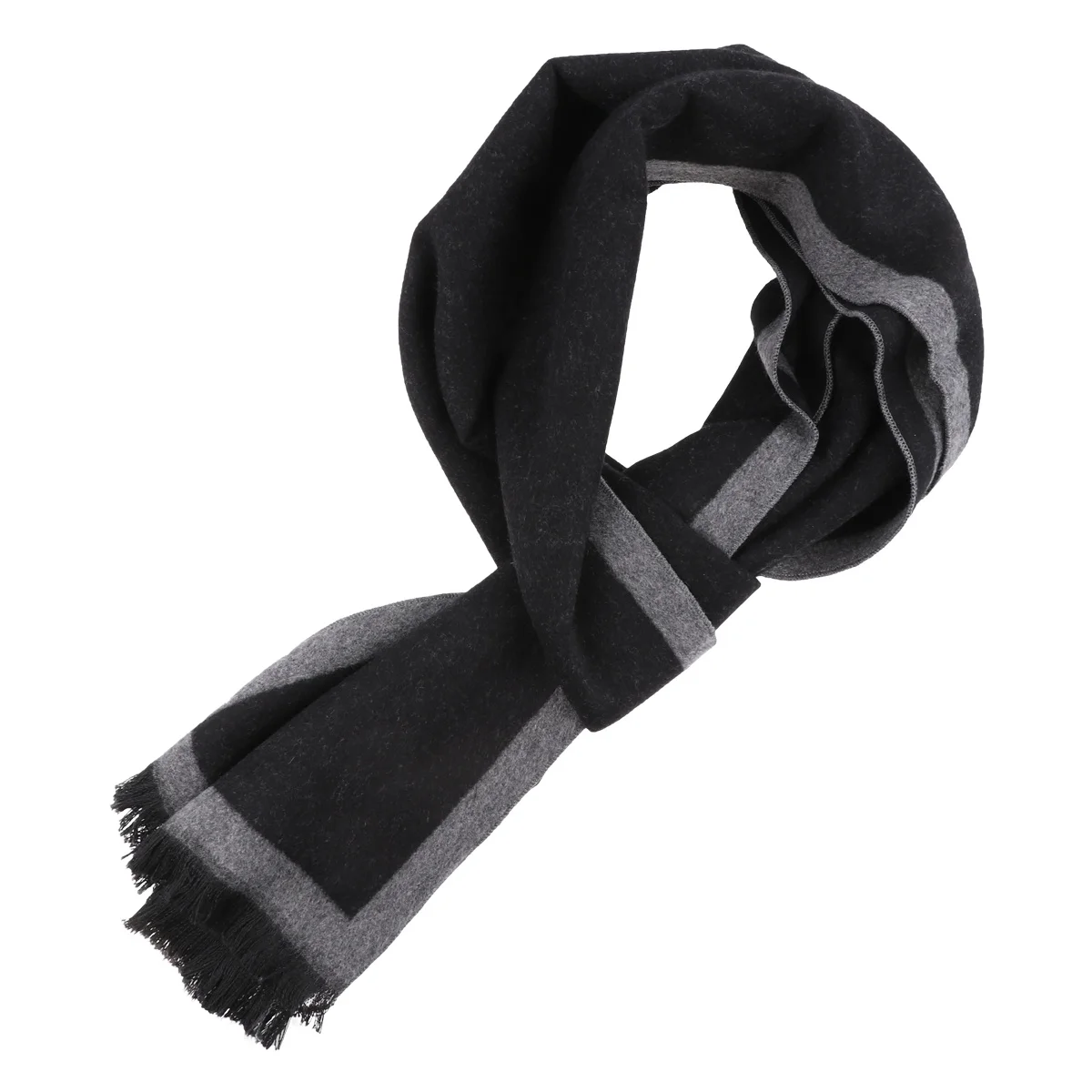 

Cashmere-Like Long Scarf For Men Black Grey Double Color Warm Winter Shawl Fashionable Elegant Accessory Gift