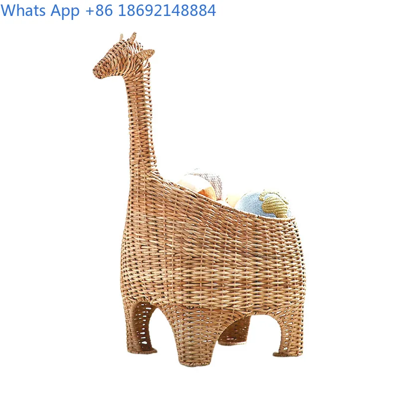 Hand-woven Animal Ornament Rattan Basket with Lid Cartoon Toy Storage Basket Miscellaneous Storage Rattan Basket