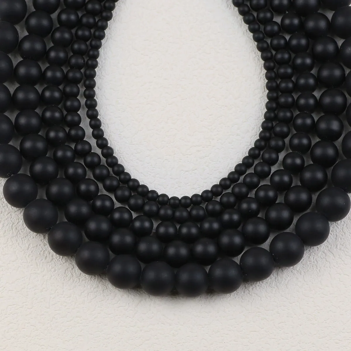 Black Frosted Stone Beads Matte Natural Stone Round Loose Spacer Beads DIY Bracelets Necklaces Jewelry Accessories 4/6/8/10/12mm