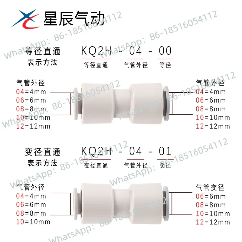 10PCS Star pneumatic threaded straight KQ2H04/06/08/10/12-01/02/03/04 gas pipe quick connector