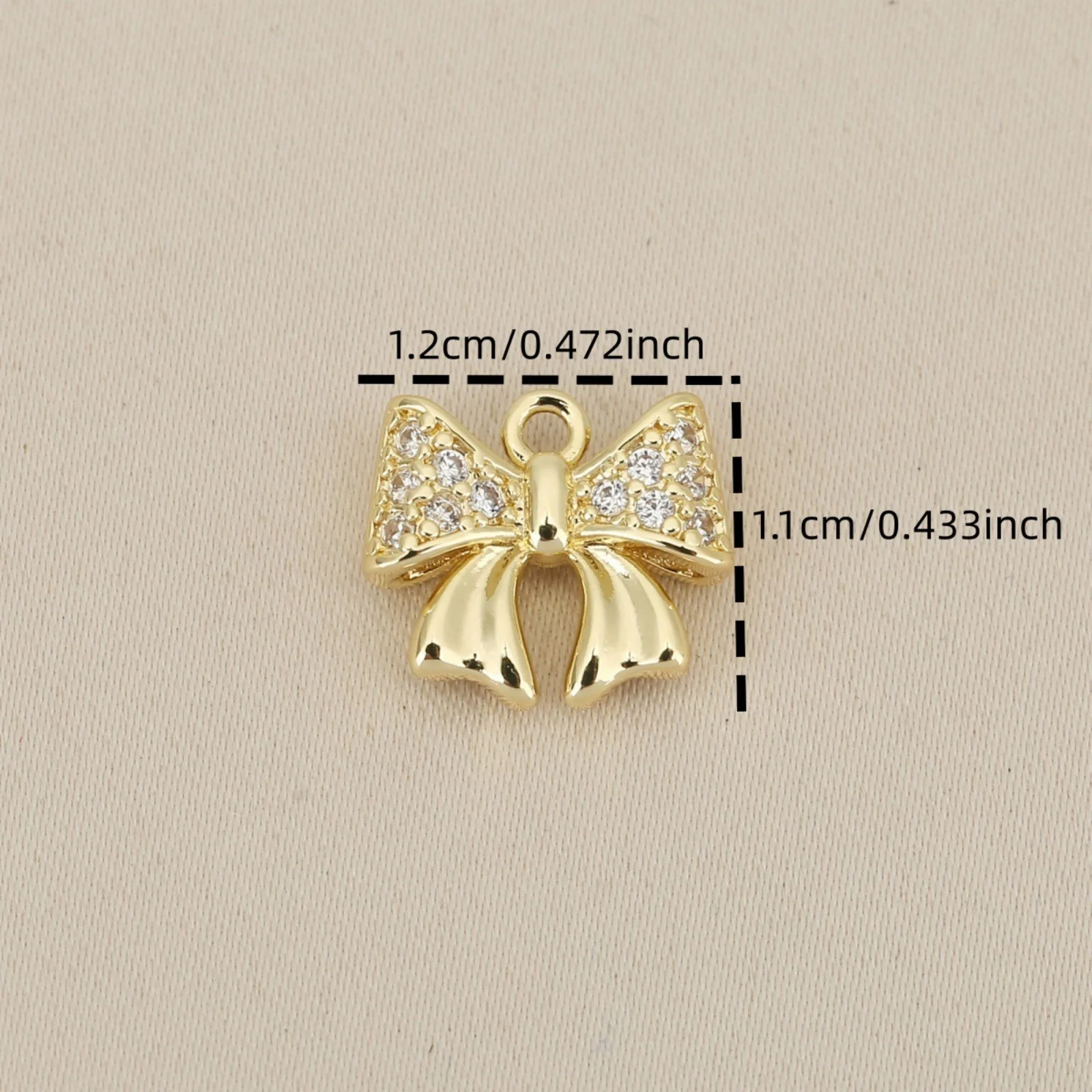 2pcs New Brass Clothes Charms Gold Plated Bowknot Micro Pave Clear Cubic Zirconia Pednants DIY Necklace Jewelry Gift 12mm x 11mm