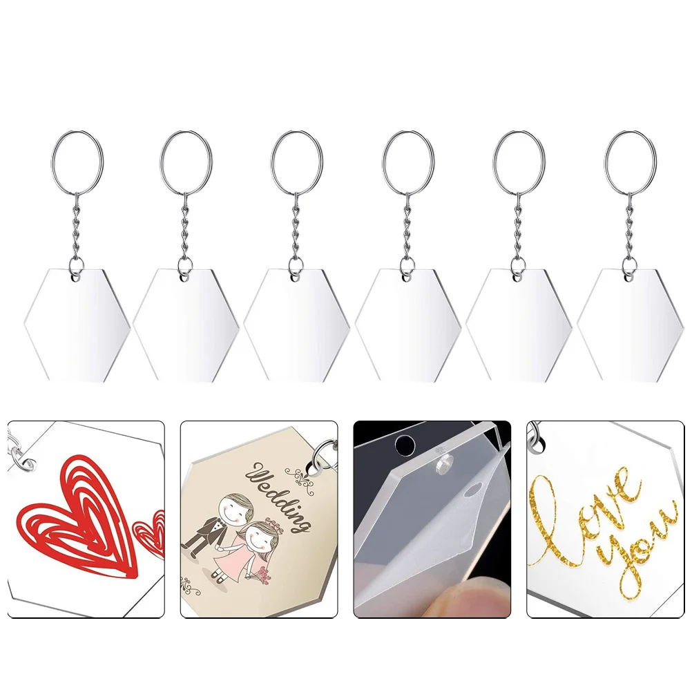 48 قطعة سلسلة مفاتيح مصنوعة من الأكريليك الفراغات جولة السلس خفيفة الوزن Diy بها بنفسك المشاريع الحرفية حقيبة مدرسية قلادة كيرينغ صنع المجوهرات الملحقات