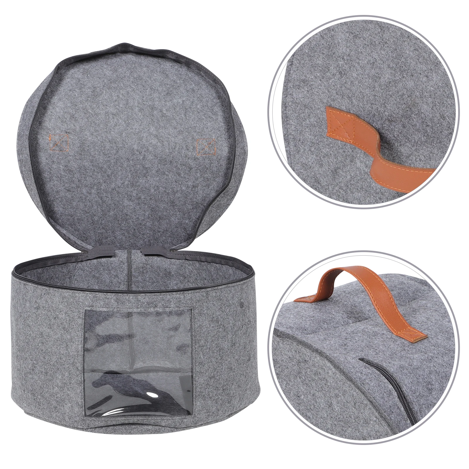 

Large Round Hat Organizer with Clear Panel Foldable Storage Box for Travel Portable Hat Container Case for Women Men