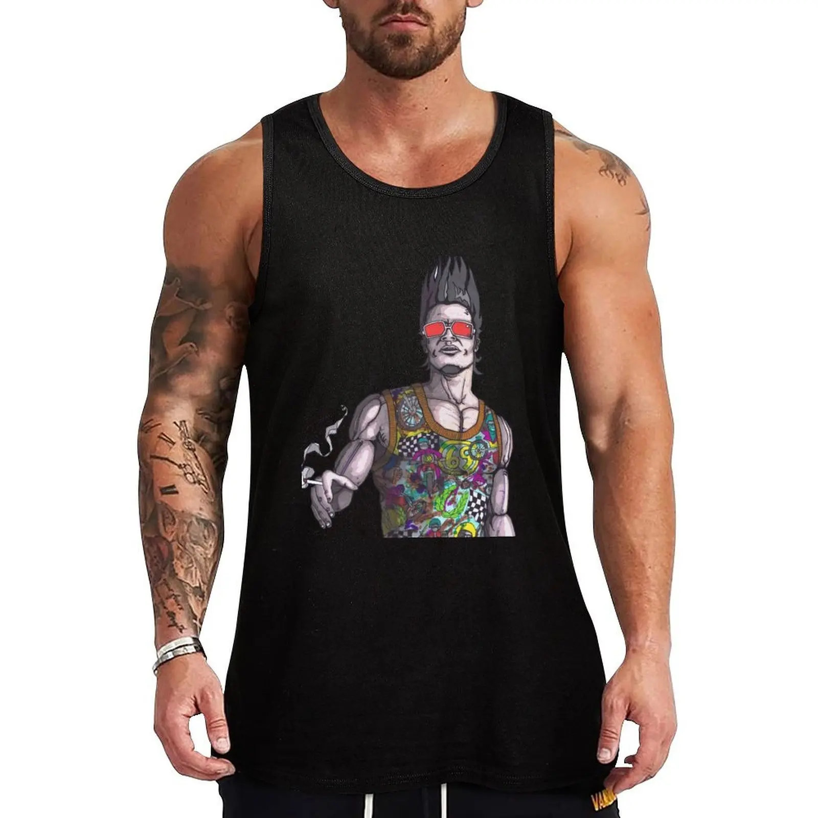 

The Man in the Red Sunglasses Tank Top Relaxed Casual Tank Top Summer Loose Sleeveless Tee