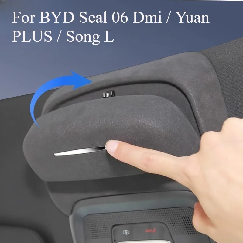 

For BYD Seal 06 Dmi / Yuan PLUS / Song L 2022-2024 Roof-Mounted Sunglasses Clip Holder Suede Sunglasses Storage Box