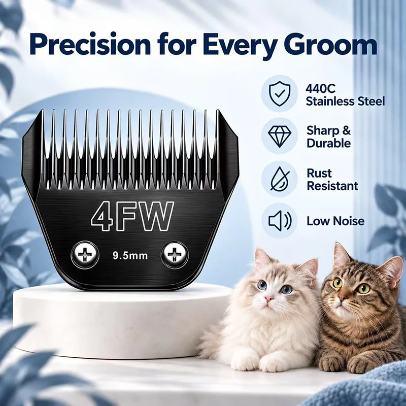 4FW Detachable Pet Clipper Wide Blades Dog Grooming Clipper Replacement Ceramic Blades, Compatible with Andis, Wahl, Oster