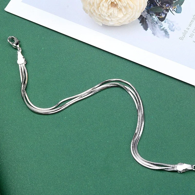 1pcs Beach Multilayer Snake Bones Anklets Foot Chain 925 Sterling Silver Foot Anklet Bracelet for Fashion Women Jewelry calcetín