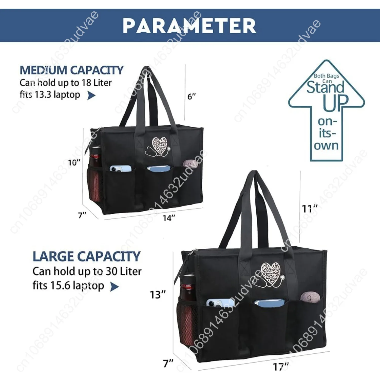 ABAMERICA Nurse Bags for Work Nursing Bag Multiple Pockets Waterproof Organizing Zip Top Clinical Bag for Nursing Students