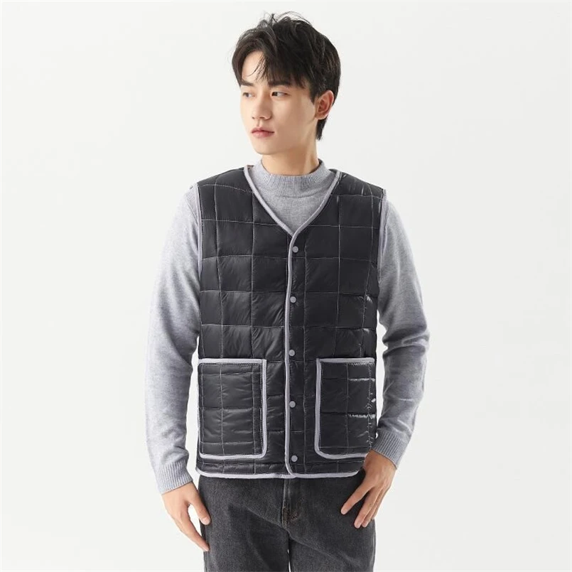 New Winter Men Sleeveless Down Cotton Vest Patchwork Design New Coat Single Breasted Vest Parka Men\'s Wool Fleece Warm Waistcoat