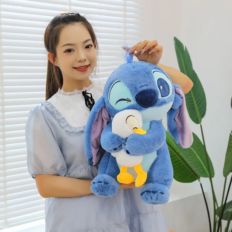 Boneka Disney mewah Stitch Lilo, mainan boneka lucu bebek Stitch Natal, hadiah ulang tahun anak-anak, mainan dekorasi Kawaii