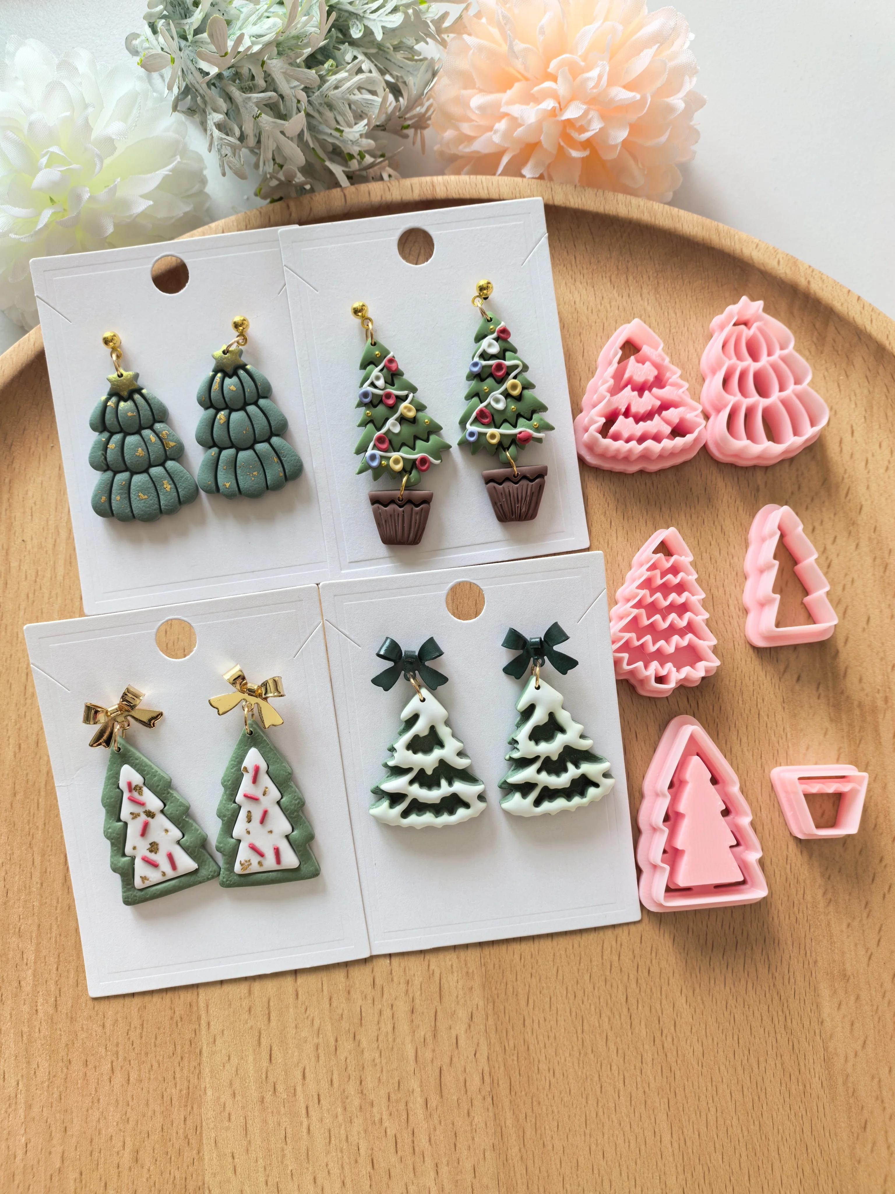 

Christmas Tree Series Polymer Clay Cutter Clay Cutting Molds DIY Earrings Jewelr Making Hand Tools Soft Clay Tools Set